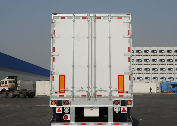 13m geschlossener Stahl-Trockenfrachtkoffer-Anhänger mit 2 Achsen für Schütt- und Kofferladungen, Drop-Side-Semi-Anhänger