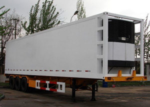 45ft 3 Achsen gekühlter GFK-Sandwich-LKW-Anhänger mit Carrier-Kühleinheiten zum Einfrieren und Frischladungen, Kühlanhänger